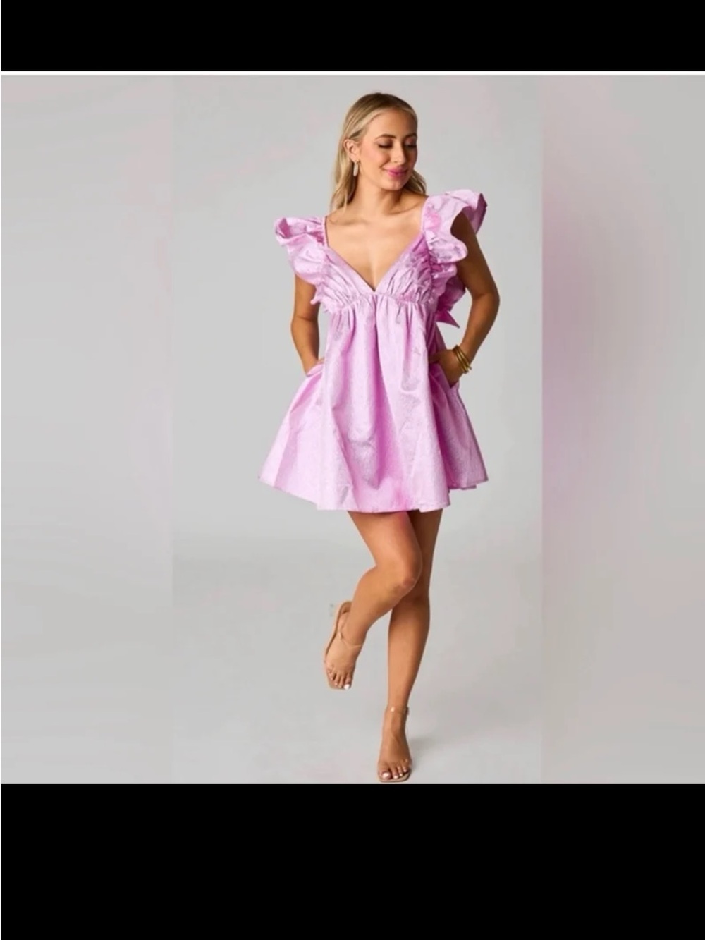 NWT Buddy Love Penny Shimmer Ruffle Dress in Lilac size Large